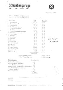 Preisliste Turbo Einbau Ford 20M May Turbo September 1969